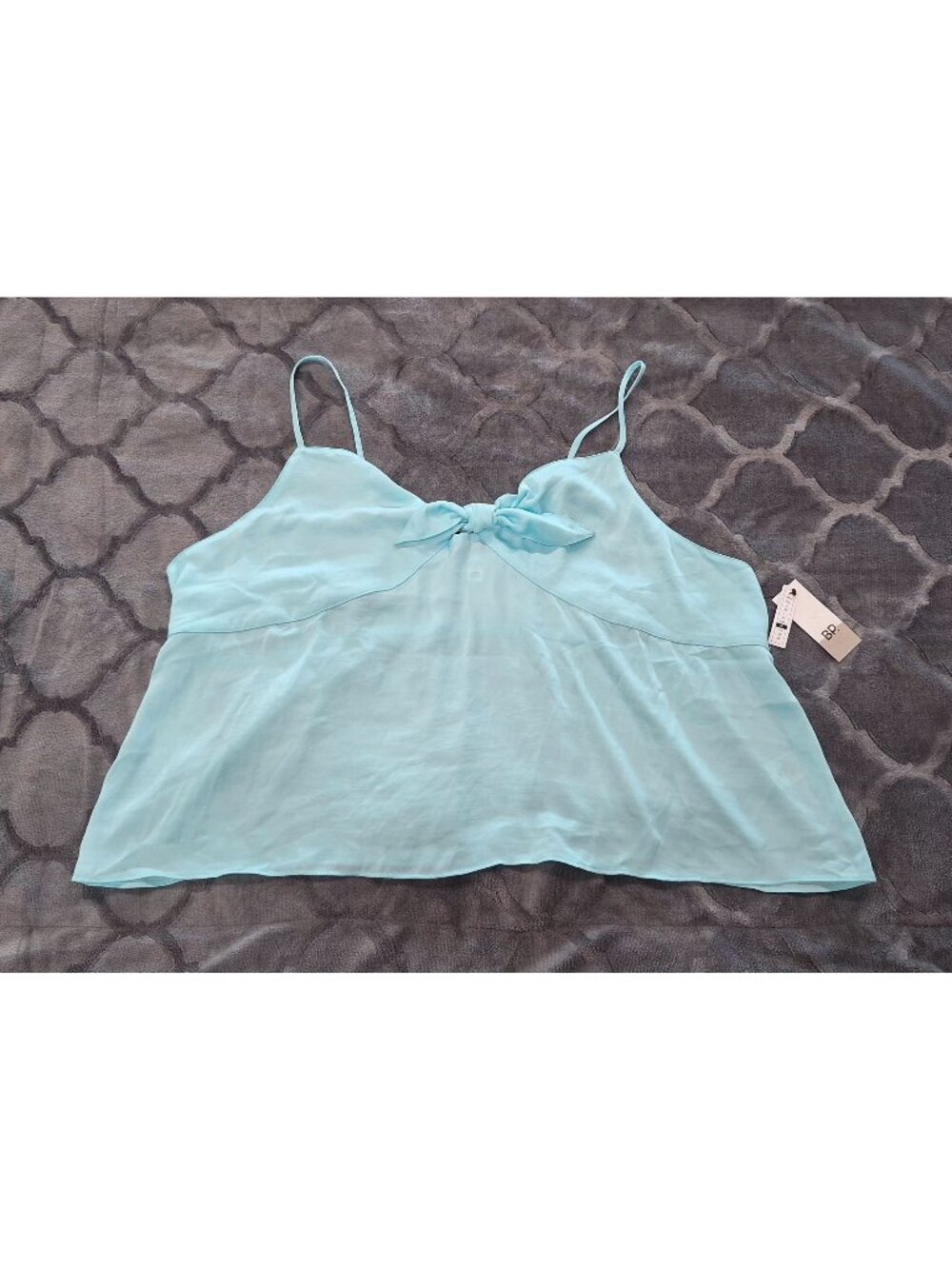 NEW BP Bow Detail Spaghetti Strap Top In Teal Paradise/Sz. 1X